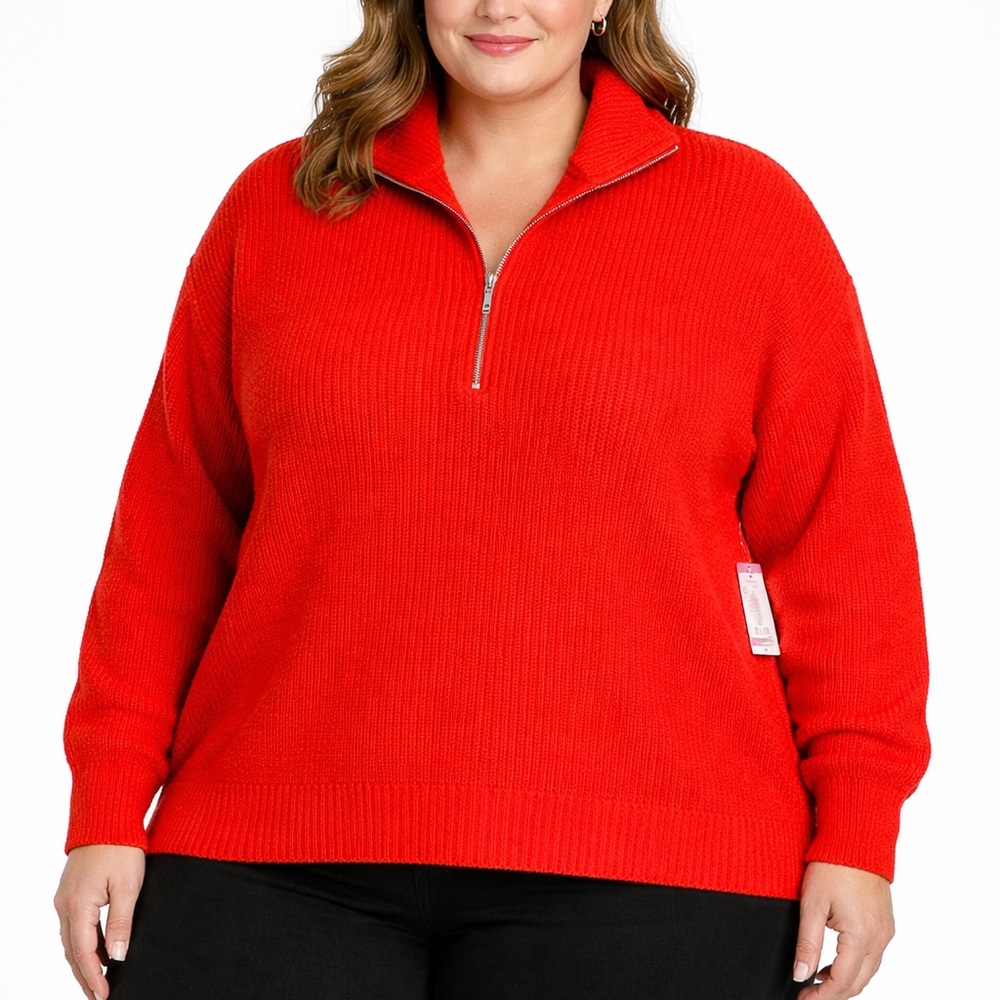 Women’s XXL Half-Zip Sweater Crossfire Red Vince CAMUTO